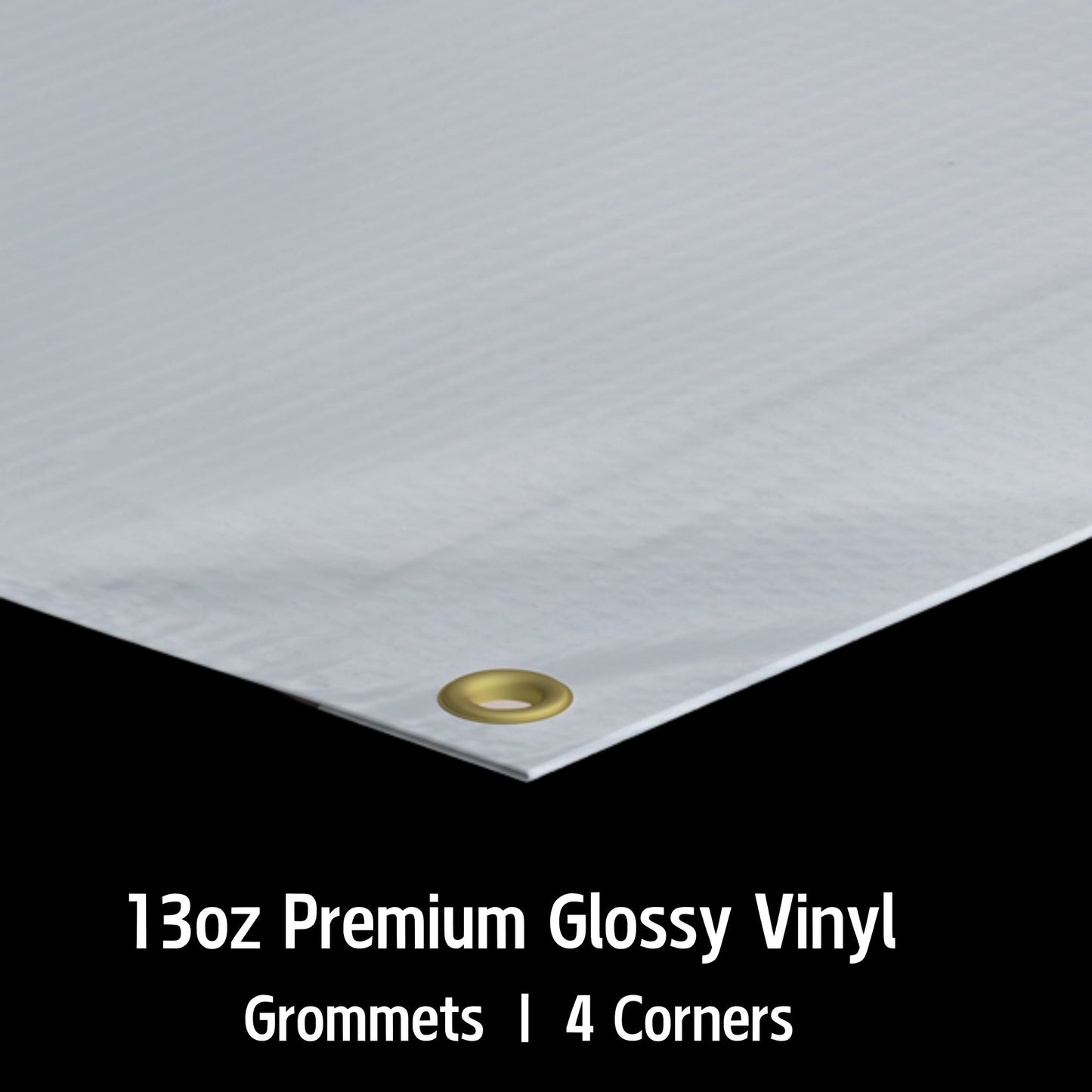 Close-up of a custom vinyl banner by Phoenix Print Shop, highlighting detailed printing, reinforced edges, and durable grommets