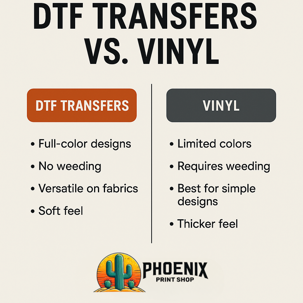 DTF Transfers vs. Vinyl: What’s the Difference and Which One Should You Choose?